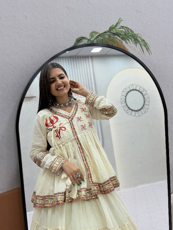 PRISHA CREATION D.NO PC-605 WHOLESALE READYMADE COTTON NAVRATRI SPECIAL KEDIYA STYLE LEHENGA CHOLI FOR EXPORT