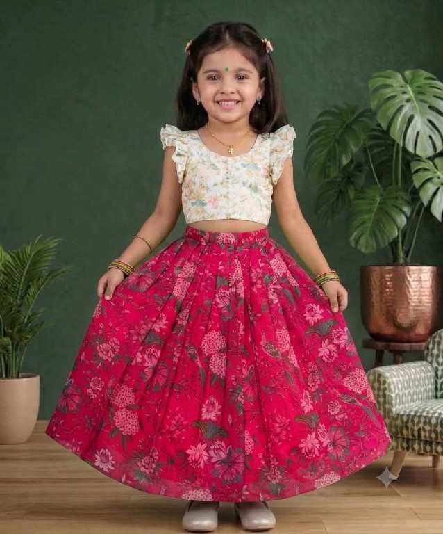 TEXTILEDEAL D.NO HK-297 WHOLESALE READYMADE PURE SILK BEAUTIFUL LEHENGA CHOLI FOR KIDS EXPORTER