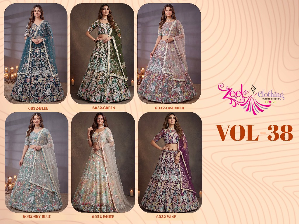 ZEEL CLOTHING ZEEL VOL 38 WHOLESALE SOFT NET EMBROIDERED LEHENGA CHOLI FOR EVERY OCCASION EXPORTER