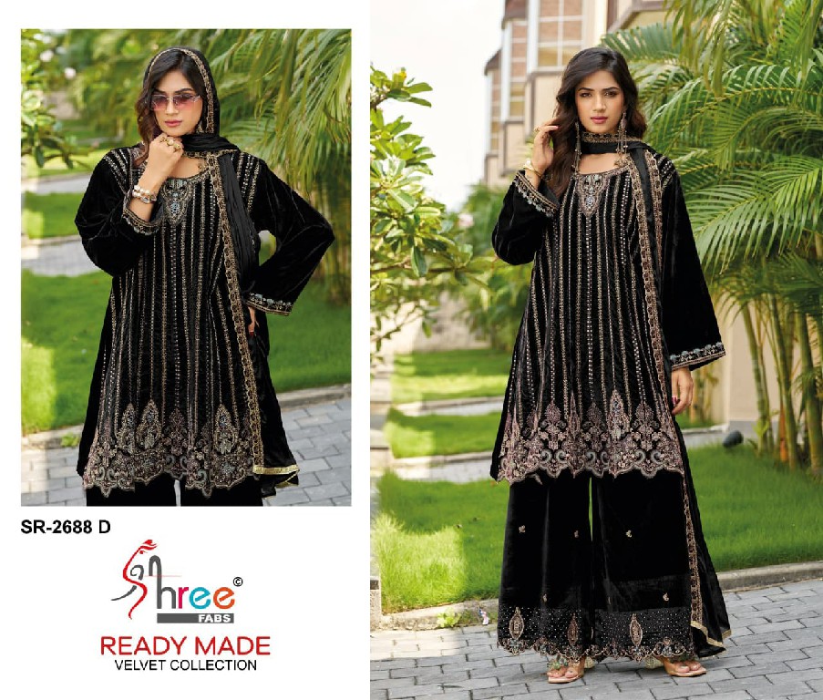 SHREE FABS R-2688 WHOLESALE READYMADE VELVET PAPLON STYLE WINTER WEAR 3 PCS SUITS EXPORTER