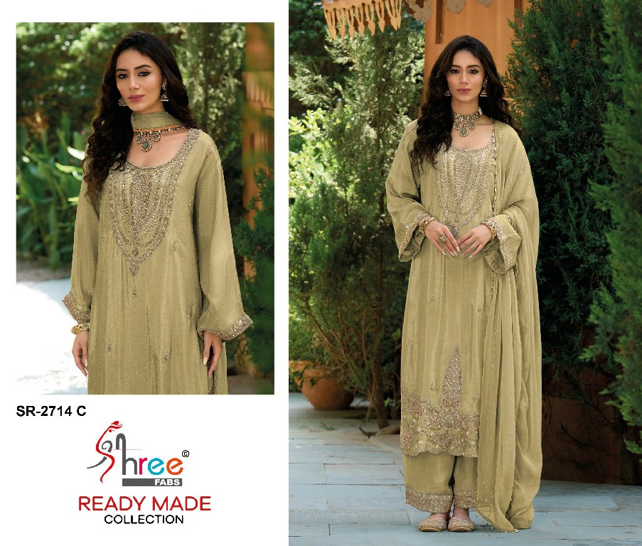 SHREE FABS R-2714 WHOLESALE READYMADE VISCOSE TISSUE BEATS WORK STYLISH 3 PCS SUITS EXPORTER