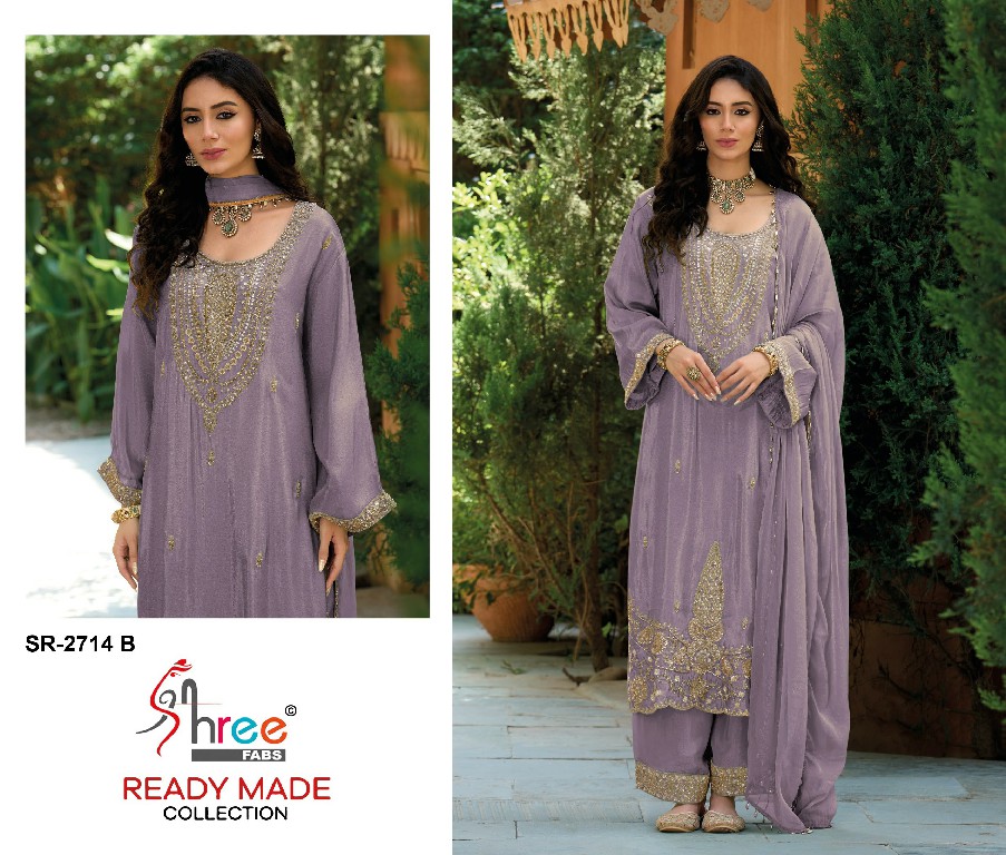 SHREE FABS R-2714 WHOLESALE READYMADE VISCOSE TISSUE BEATS WORK STYLISH 3 PCS SUITS EXPORTER