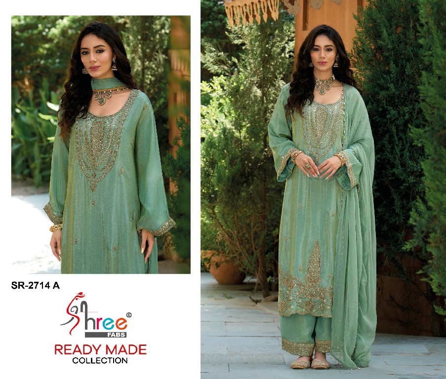 SHREE FABS R-2714 WHOLESALE READYMADE VISCOSE TISSUE BEATS WORK STYLISH 3 PCS SUITS EXPORTER