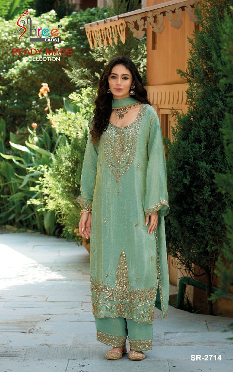 SHREE FABS R-2714 WHOLESALE READYMADE VISCOSE TISSUE BEATS WORK STYLISH 3 PCS SUITS EXPORTER