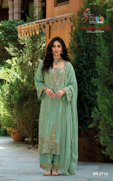 SHREE FABS R-2714 WHOLESALE READYMADE VISCOSE TISSUE BEATS WORK STYLISH 3 PCS SUITS EXPORTER