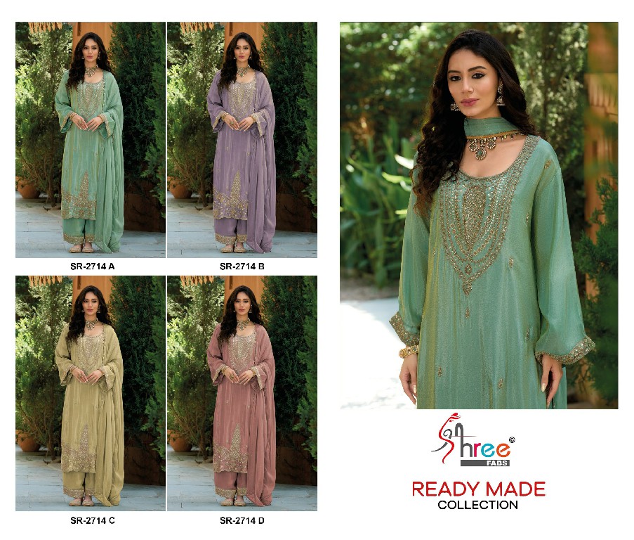 SHREE FABS R-2714 WHOLESALE READYMADE VISCOSE TISSUE BEATS WORK STYLISH 3 PCS SUITS EXPORTER
