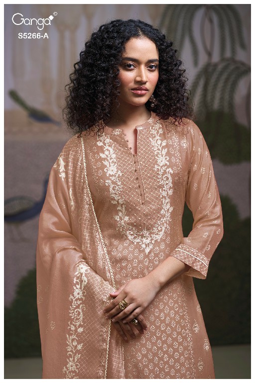 GANGA HERSSA S5266 WHOLESALE PURE WOOL PASHMINA WINTER CASUAL WEAR DRESS MATERIAL ONLINE