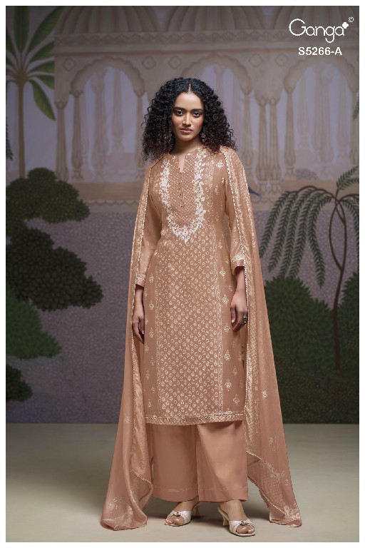 GANGA HERSSA S5266 WHOLESALE PURE WOOL PASHMINA WINTER CASUAL WEAR DRESS MATERIAL ONLINE