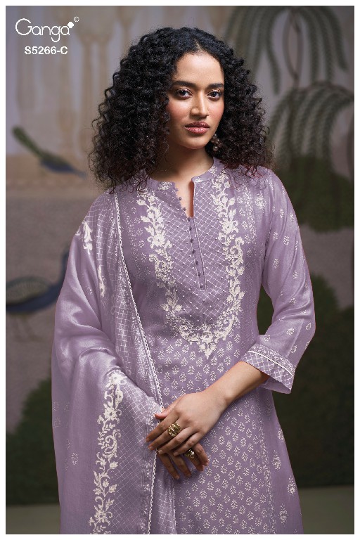 GANGA HERSSA S5266 WHOLESALE PURE WOOL PASHMINA WINTER CASUAL WEAR DRESS MATERIAL ONLINE