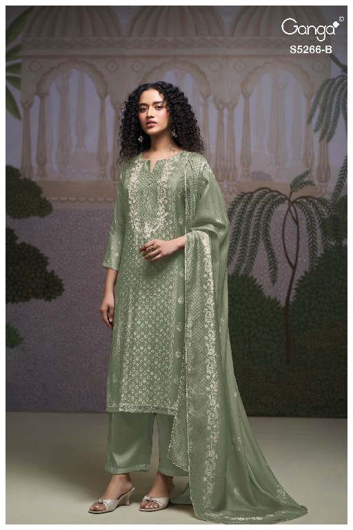 GANGA HERSSA S5266 WHOLESALE PURE WOOL PASHMINA WINTER CASUAL WEAR DRESS MATERIAL ONLINE