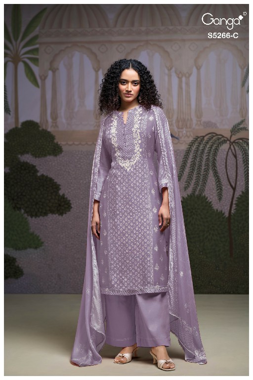 GANGA HERSSA S5266 WHOLESALE PURE WOOL PASHMINA WINTER CASUAL WEAR DRESS MATERIAL ONLINE