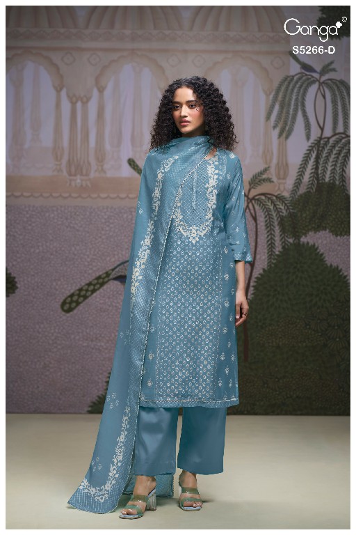 GANGA HERSSA S5266 WHOLESALE PURE WOOL PASHMINA WINTER CASUAL WEAR DRESS MATERIAL ONLINE
