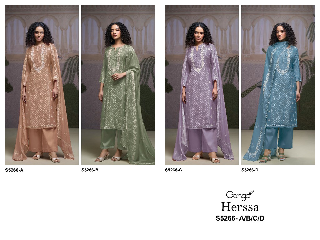 GANGA HERSSA S5266 WHOLESALE PURE WOOL PASHMINA WINTER CASUAL WEAR DRESS MATERIAL ONLINE