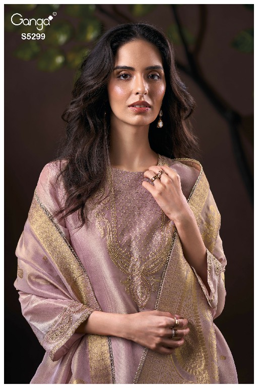 GANGA UAELIA S5299 WHOLESALE PURE BEMBERG SILK JACQUARD SOLID COLOR UNSTITCH SALWAR SUITS FOR EXPORT