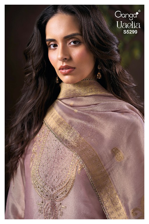 GANGA UAELIA S5299 WHOLESALE PURE BEMBERG SILK JACQUARD SOLID COLOR UNSTITCH SALWAR SUITS FOR EXPORT