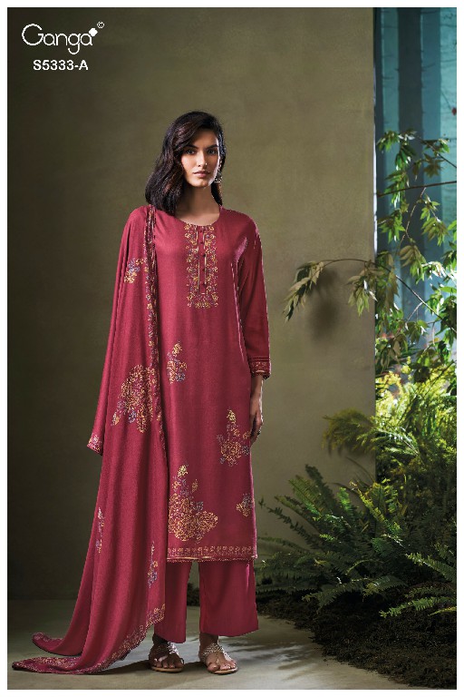 GANGA CRUZTHA S5333 WHOLESALE PURE WOOL PASHMINA WINTER WEAR UNSTITCH SALWAR SUITS EXPORTER