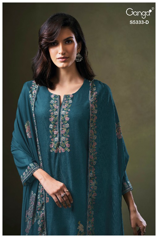 GANGA CRUZTHA S5333 WHOLESALE PURE WOOL PASHMINA WINTER WEAR UNSTITCH SALWAR SUITS EXPORTER