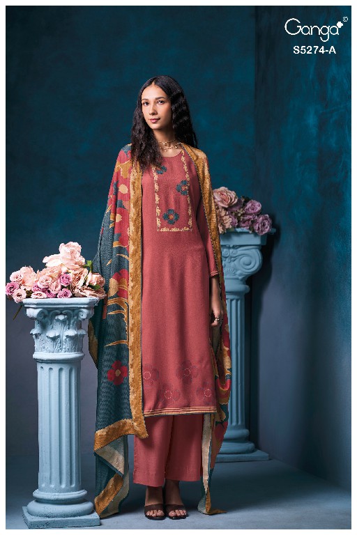 GANGA ARTEMIS S5274 WHOLESALE PURE WOOL PASHMINA WINTER PRETTY LOOK UNSTITCH SALWAR SUITS FOR EXPORT
