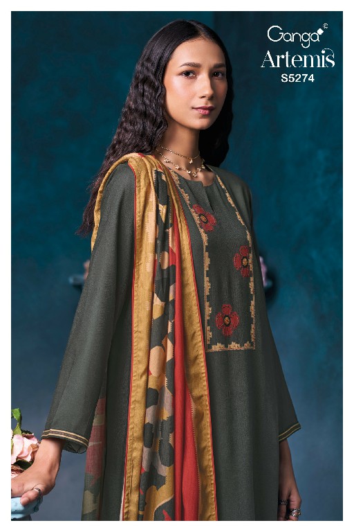 GANGA ARTEMIS S5274 WHOLESALE PURE WOOL PASHMINA WINTER PRETTY LOOK UNSTITCH SALWAR SUITS FOR EXPORT