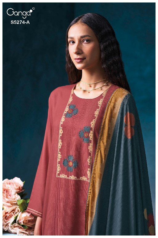 GANGA ARTEMIS S5274 WHOLESALE PURE WOOL PASHMINA WINTER PRETTY LOOK UNSTITCH SALWAR SUITS FOR EXPORT
