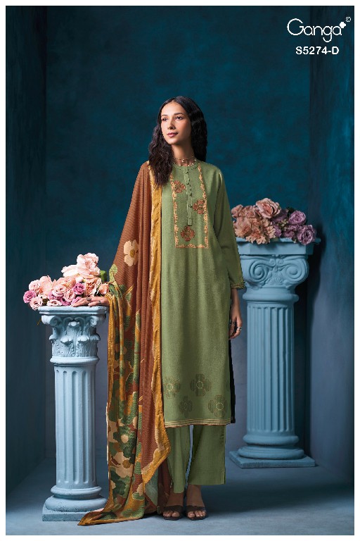 GANGA ARTEMIS S5274 WHOLESALE PURE WOOL PASHMINA WINTER PRETTY LOOK UNSTITCH SALWAR SUITS FOR EXPORT