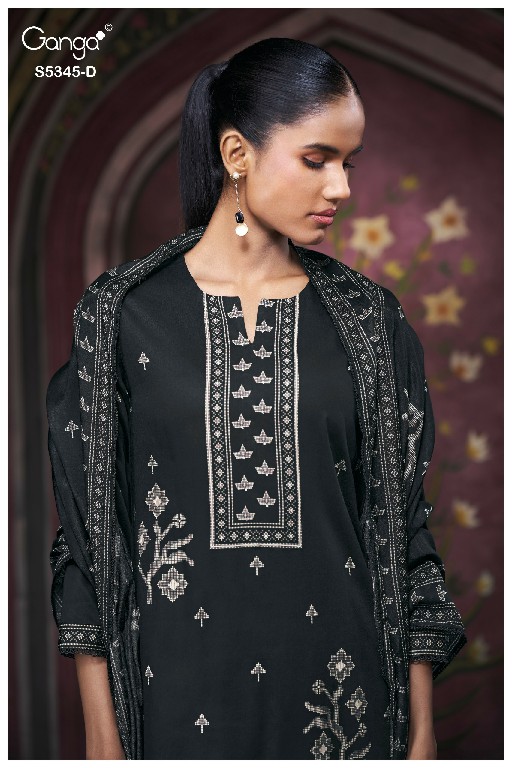 GANGA ROSCOE S5345 WHOLESALE PURE WOOL PASHMINA WINTER FANCY DESIGN UNSTITCH SALWAR SUITS SUPPLIER