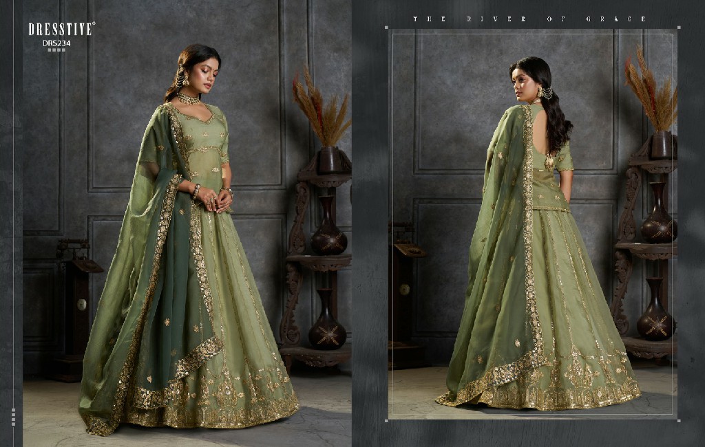 ARYA SAANJH WHOLESALE ORGANZA EMBROIDERED PARTY WEAR LEHENGA CHOLI FOR EXPORT