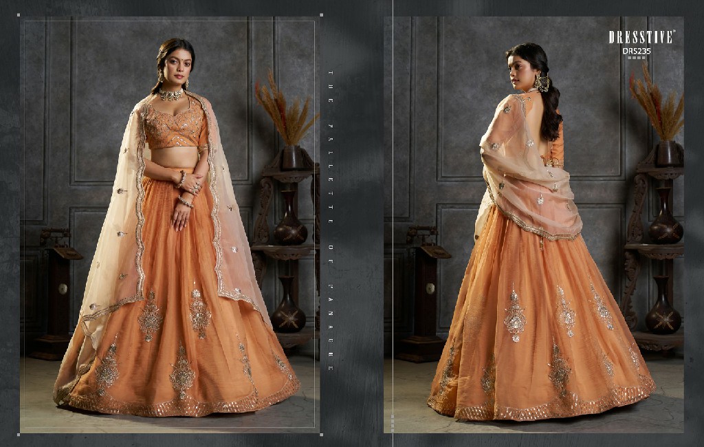 ARYA SAANJH WHOLESALE ORGANZA EMBROIDERED PARTY WEAR LEHENGA CHOLI FOR EXPORT