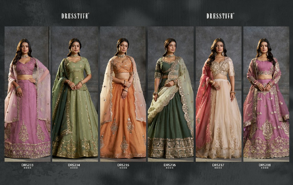 ARYA SAANJH WHOLESALE ORGANZA EMBROIDERED PARTY WEAR LEHENGA CHOLI FOR EXPORT