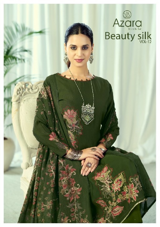 AZARA BY RADHIKA FASHION BEAUTY SILK VOL 12 WHOLESALE MODAL MUSLIN CLASSY DESIGN UNSTITCH SALWAR SUITS ONLINE