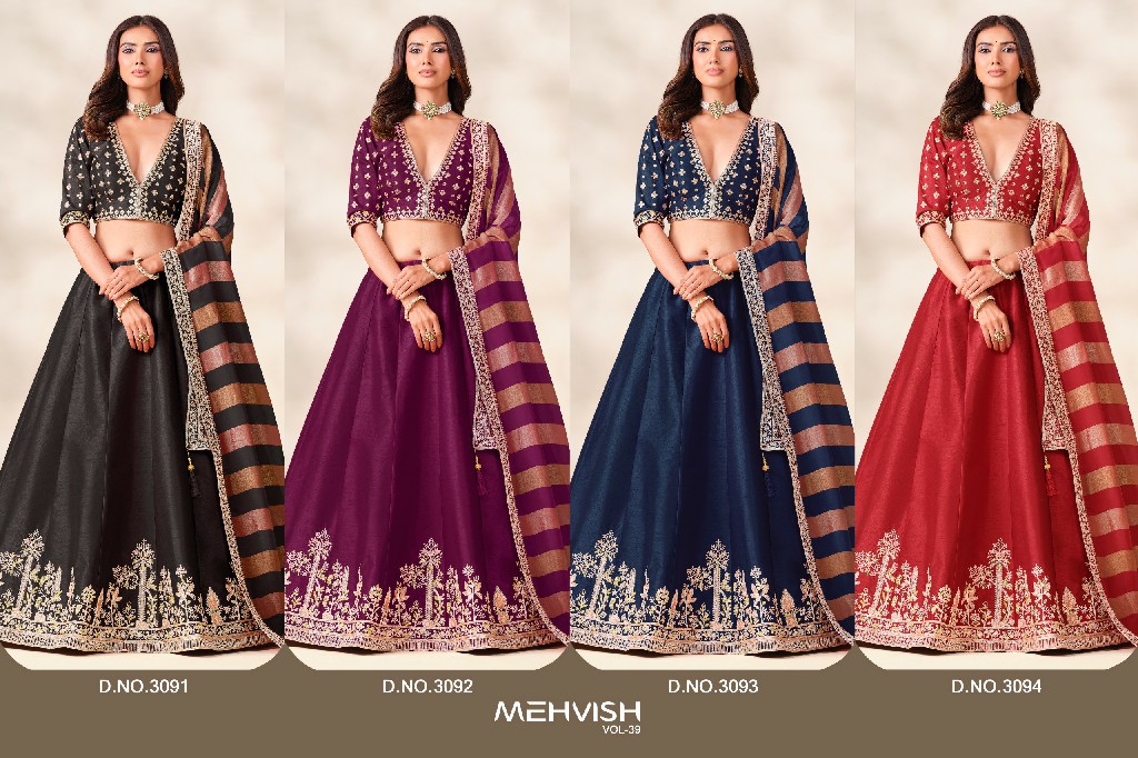 MEHVISH VOL 39 WHOLESALE ART SILK OCCASION SPECIAL LEHENGA CHOLI FOR EXPORT