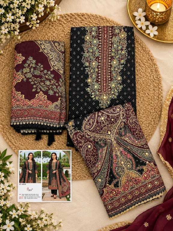 SHREE FABS D.NO KT-419 WHOLESALE VISCOSE MUSLIN BEAUTIFUL DESIGN UNSTITCH SALWAR SUITS EXPORTER