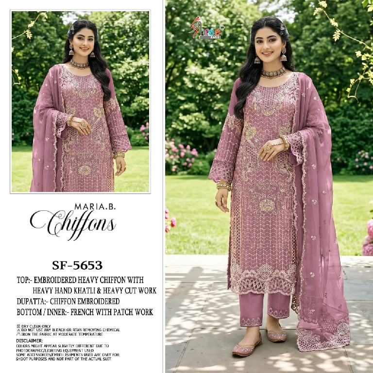SHREE FABS D.NO 5653 WHOLESALE CHIFFON PAKISTANI GORGEOUS LOOK UNSTITCH SALWAR SUITS SUPPLIER