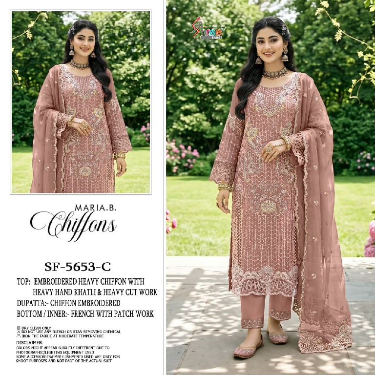 SHREE FABS D.NO 5653 WHOLESALE CHIFFON PAKISTANI GORGEOUS LOOK UNSTITCH SALWAR SUITS SUPPLIER