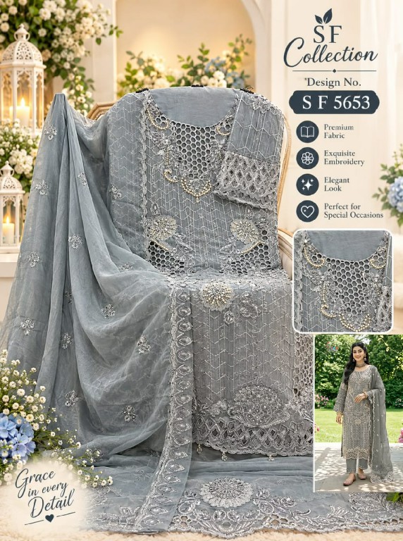 SHREE FABS D.NO 5653 WHOLESALE CHIFFON PAKISTANI GORGEOUS LOOK UNSTITCH SALWAR SUITS SUPPLIER