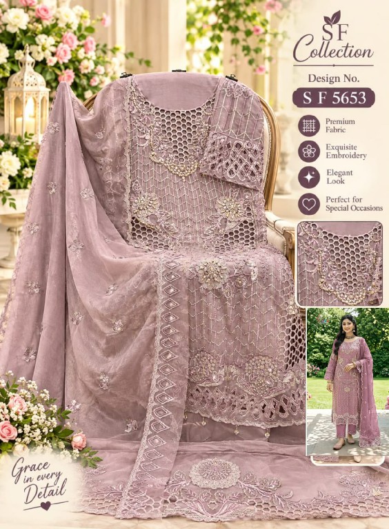 SHREE FABS D.NO 5653 WHOLESALE CHIFFON PAKISTANI GORGEOUS LOOK UNSTITCH SALWAR SUITS SUPPLIER