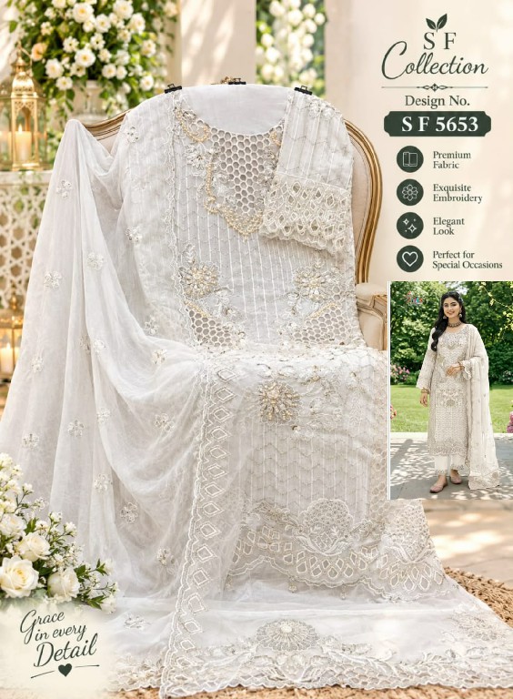 SHREE FABS D.NO 5653 WHOLESALE CHIFFON PAKISTANI GORGEOUS LOOK UNSTITCH SALWAR SUITS SUPPLIER