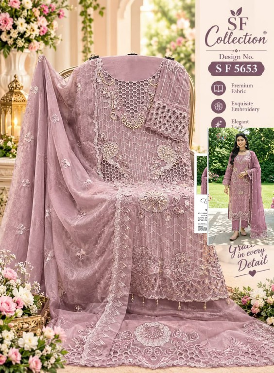 SHREE FABS D.NO 5653 WHOLESALE CHIFFON PAKISTANI GORGEOUS LOOK UNSTITCH SALWAR SUITS SUPPLIER