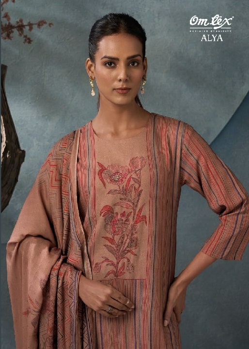 OMTEX ALYA WHOLESALE PURE PASHMINA WINTER WEAR UNSTITCH SALWAR SUITS SUPPLIER