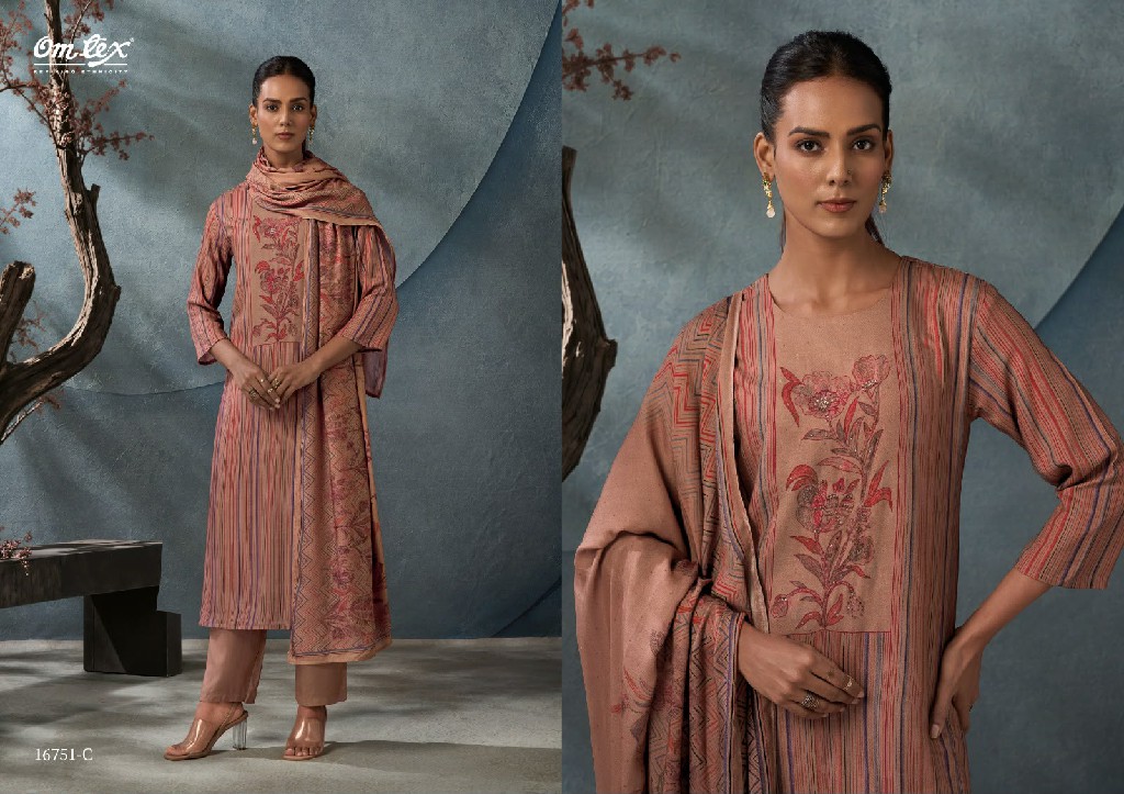 OMTEX ALYA WHOLESALE PURE PASHMINA WINTER WEAR UNSTITCH SALWAR SUITS SUPPLIER
