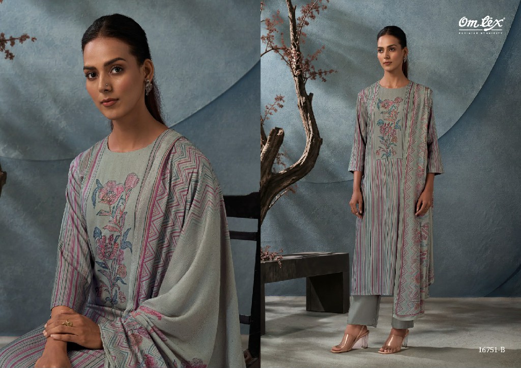 OMTEX ALYA WHOLESALE PURE PASHMINA WINTER WEAR UNSTITCH SALWAR SUITS SUPPLIER
