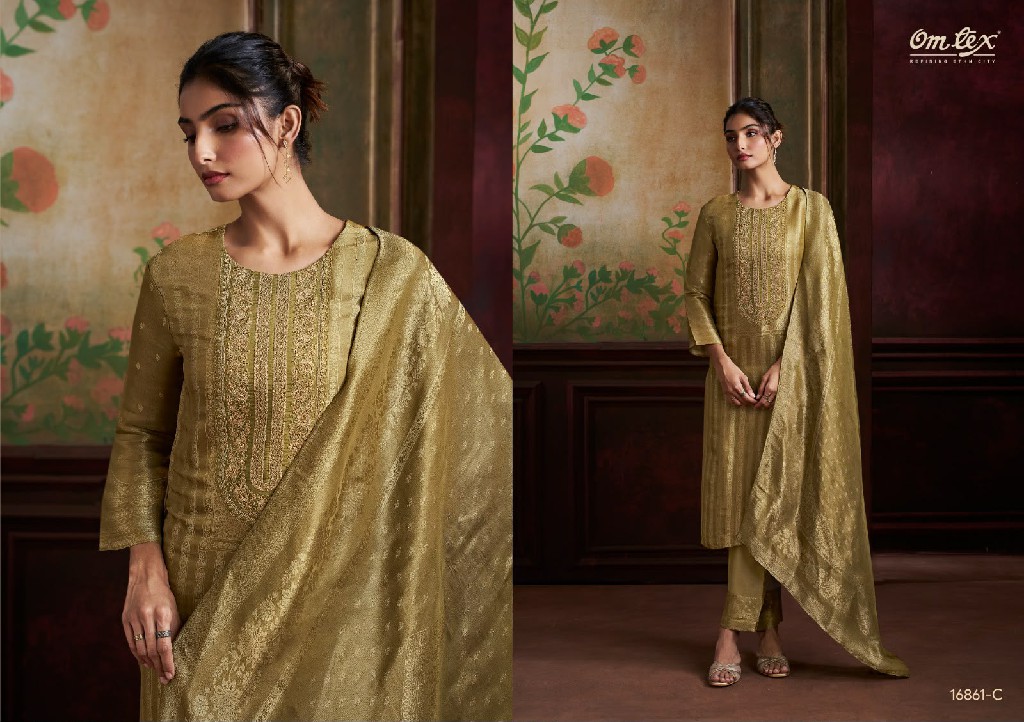 OMTEX HARLEEN WHOLESALE GIRAFFE SILK JACQUARD UNSTITCH SALWAR SUITS FOR EXPORT