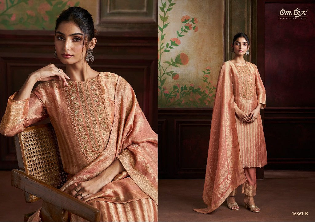 OMTEX HARLEEN WHOLESALE GIRAFFE SILK JACQUARD UNSTITCH SALWAR SUITS FOR EXPORT