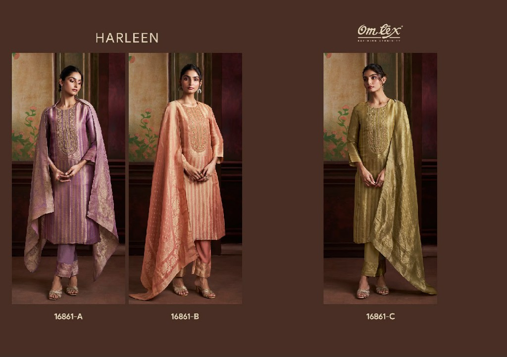 OMTEX HARLEEN WHOLESALE GIRAFFE SILK JACQUARD UNSTITCH SALWAR SUITS FOR EXPORT