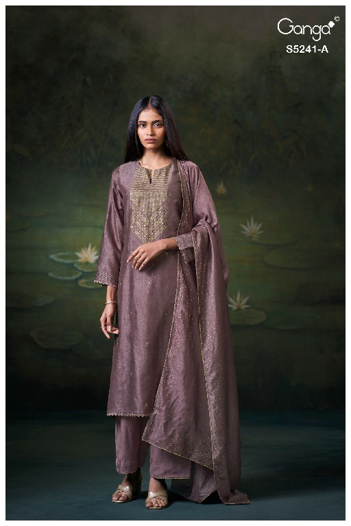 GANGA DEYMTH S5241 WHOLESALE PURE BEMBERG RAW SILK SOLID COLOR UNSTITCH SALWAR SUITS EXPORTER