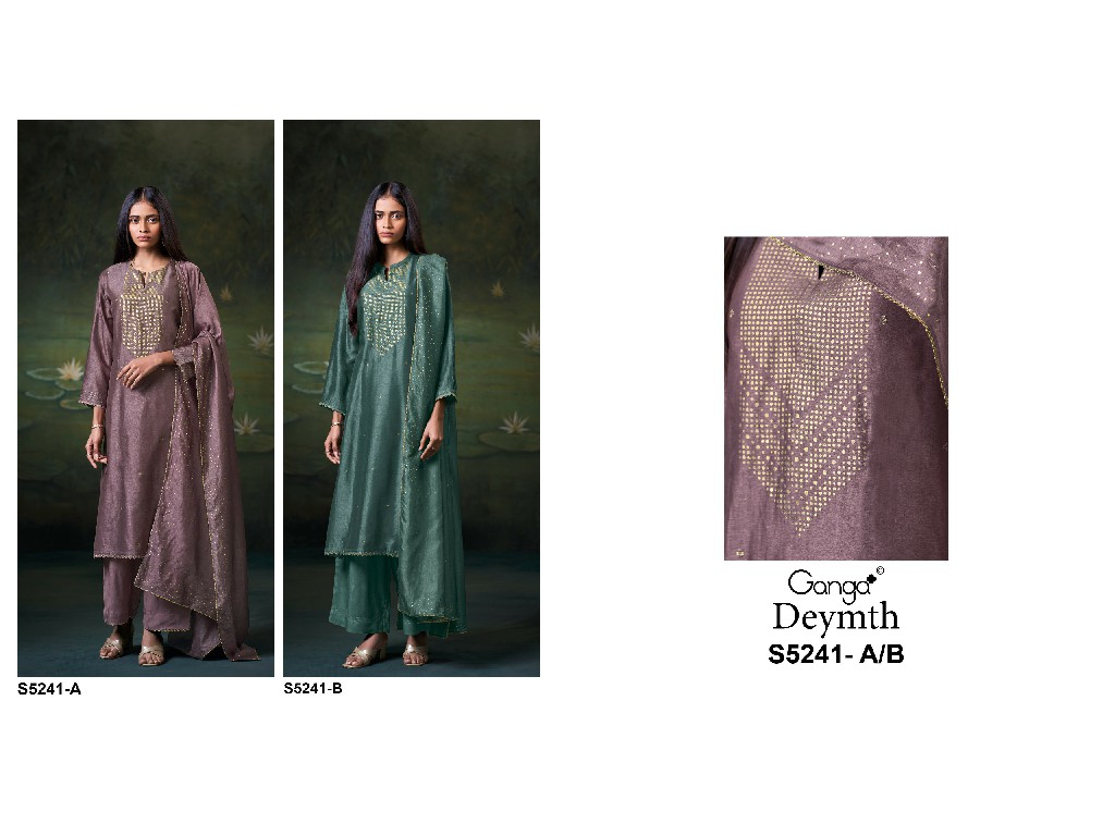 GANGA DEYMTH S5241 WHOLESALE PURE BEMBERG RAW SILK SOLID COLOR UNSTITCH SALWAR SUITS EXPORTER