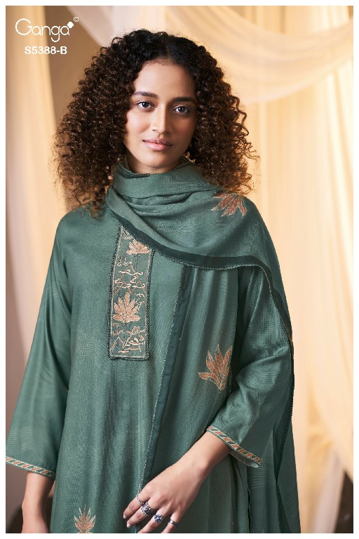 GANGA CIELSA S5388 WHOLESALE PURE WOOL PASHMINA WINTER CLASSY LOOK UNSTITCH SALWAR SUITS EXPORTER