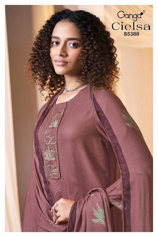 GANGA CIELSA S5388 WHOLESALE PURE WOOL PASHMINA WINTER CLASSY LOOK UNSTITCH SALWAR SUITS EXPORTER