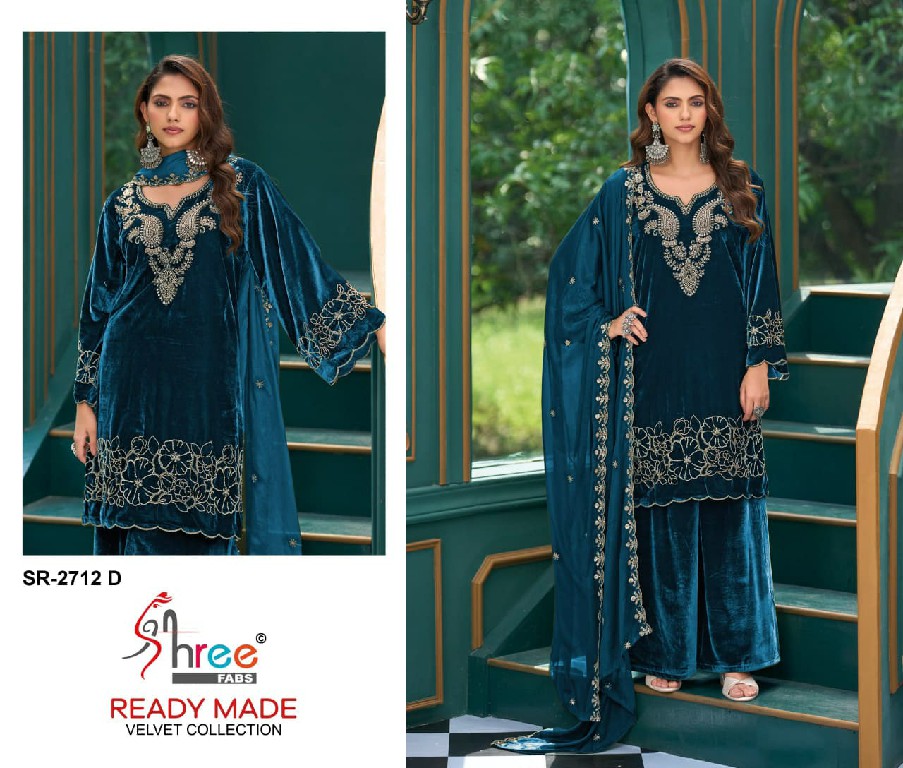 SHREE FABS R-2712 WHOLESALE READYMADE WINTER VELVET BEATS WORK PAKISTANI 3 PCS SUITS FOR EXPORT