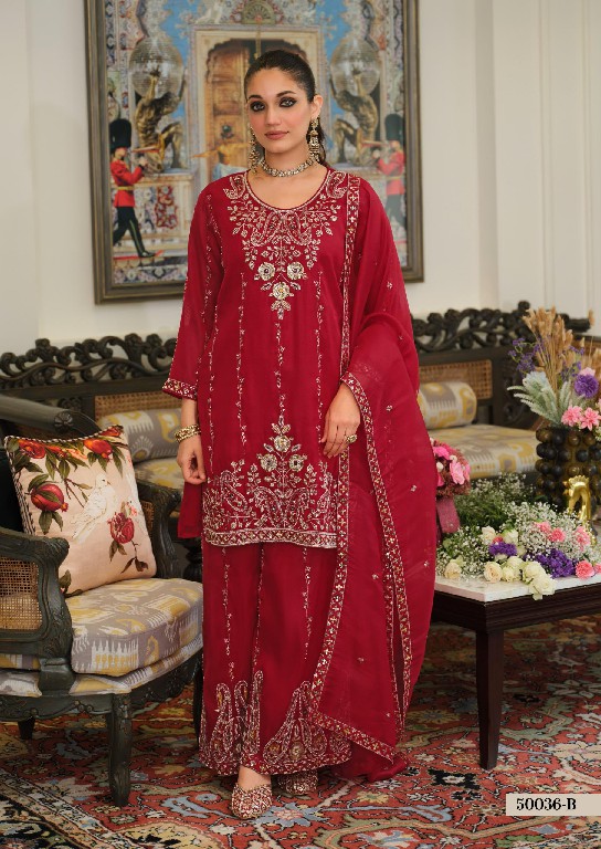 TEXTILEDEAL D.NO 50036 WHOLESALE READYMADE CHINON WITH WORK BIG SIZE FESTIVE WEAR 3 PCS SUITS SUPPLIER